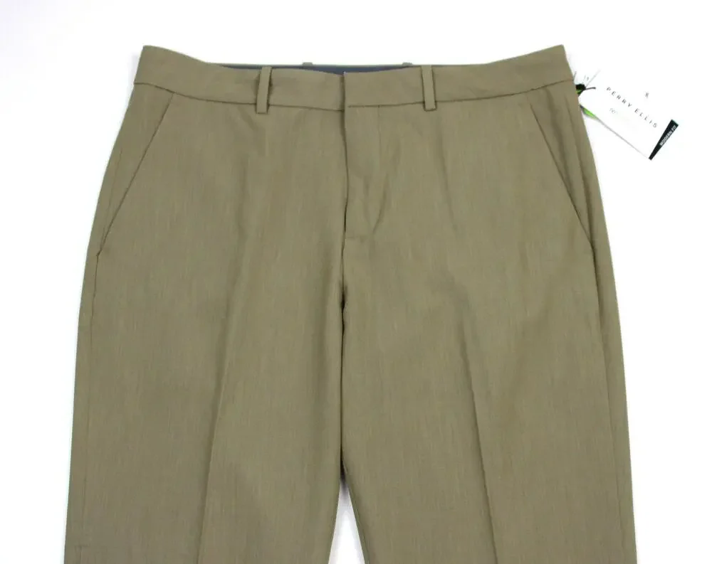 Perry Ellis Portfolio Resolution Pants Mens 33x32 Tan Modern Fit Stretch